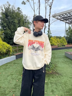 「CPCM（シーピーシーエム）のアイテム（スウェット）」を使った、かずきさん（メンズ・175cm）の秋コーディネート