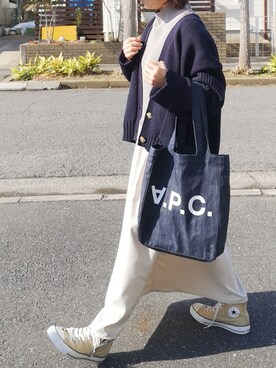 「ITEMS URBANRESEARCH（アイテムズ アーバンリサーチ）のニットベストドッキングワンピース（ワンピース）」を使った、RIyO.さん（レディース・159cm）の冬コーディネート