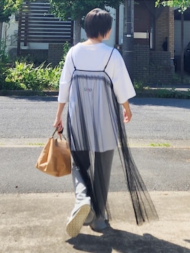 「y/m by MIHO（イムバイミホ）のアイテム」を使った、RIyO.さん（レディース・159cm）の夏コーディネート