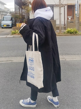 「GU（ジーユー）のアイテム（モッズコート）」を使った、RIyO.さん（レディース・159cm）の冬コーディネート