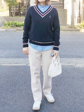 「DHOLIC（ディーホリック）の2TYPEフリルブラウス（シャツ/ブラウス）」を使った、RIyO.さん（レディース・159cm）の秋コーディネート