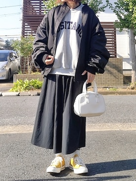 「green label relaxing（グリーンレーベルリラクシング）のアイテム（MA-1）」を使った、RIyO.さん（レディース・159cm）の秋コーディネート