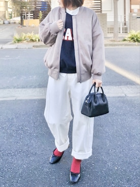 「Libra Cue（リブラ キュー）のアイテム（バレエシューズ）」を使った、RIyO.さん（レディース・159cm）の冬コーディネート