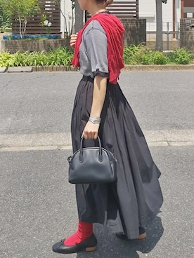 「Libra Cue（リブラ キュー）のアイテム（バレエシューズ）」を使った、RIyO.さん（レディース・159cm）の夏コーディネート