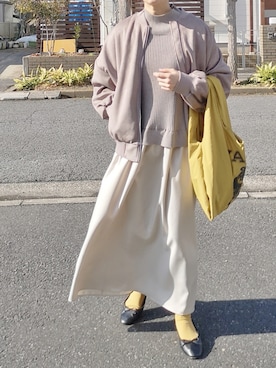「Libra Cue（リブラ キュー）のアイテム（バレエシューズ）」を使った、RIyO.さん（レディース・159cm）の冬コーディネート