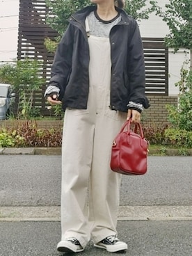 「CANAL JEAN（キャナルジーン）のアイテム（サロペット/オーバーオール）」を使った、RIyO.さん（レディース・159cm）の秋コーディネート