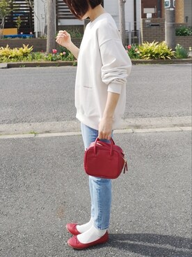 「EDWIN」｜「アイテム（スウェット）」を使った、RIyO.さん（レディース・159cm）の春コーディネート