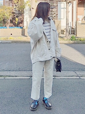 「春服デビュー宣言」｜「アイテム（デニムジャケット）」を使った、RIyO.さん（レディース・159cm）の春コーディネート
