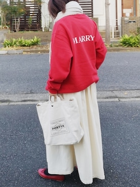 「URBAN RESEARCH（アーバンリサーチ）のTRAVEL COUTURE by LOWERCASE　キャンバストートバッグM（トートバッグ）」を使った、RIyO.さん（レディース・159cm）の冬コーディネート