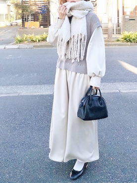 「Libra Cue（リブラ キュー）のアイテム（バレエシューズ）」を使った、RIyO.さん（レディース・159cm）の冬コーディネート