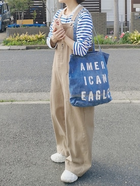 「ニコアンド」｜「アイテム（サロペット/オーバーオール）」を使った、RIyO.さん（レディース・159cm）の春コーディネート