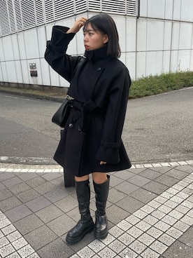 「one after another NICE CLAUP（ワンアフターアナザーナイスクラップ）のアイテム（ピーコート）」を使った、安部麻未奈さん（レディース・152cm）の冬コーディネート