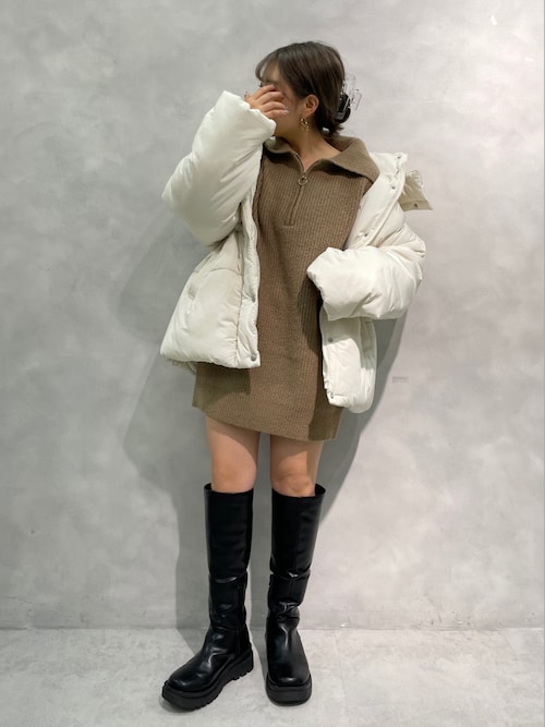 セール】ハーフジップセーラーカラーニットワンピース（ワンピース