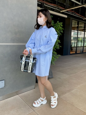 「one after another NICE CLAUP（ワンアフターアナザーナイスクラップ）のスニーカー底グルカサンダル（サンダル）」を使った、安部麻未奈さん（レディース・152cm）の夏コーディネート