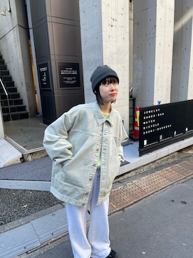 「スウエット」｜「アイテム（デニムジャケット）」を使った、miruさん（レディース・155cm）の冬コーディネート