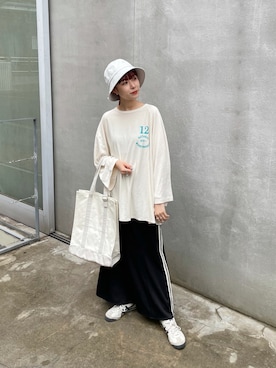 「Kastane（カスタネ）のアイテム（ハット）」を使った、miruさん（レディース・155cm）の春コーディネート