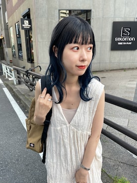「Kastane（カスタネ）の【低身長向けサイズあり】シアージャガードレースノースリワンピース（ワンピース）」を使った、miruさん（レディース・155cm）の夏コーディネート