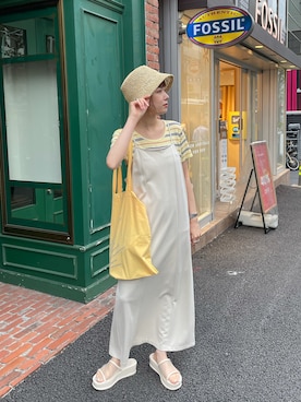 「Kastane（カスタネ）のアイテム（ハット）」を使った、miruさん（レディース・155cm）の春コーディネート