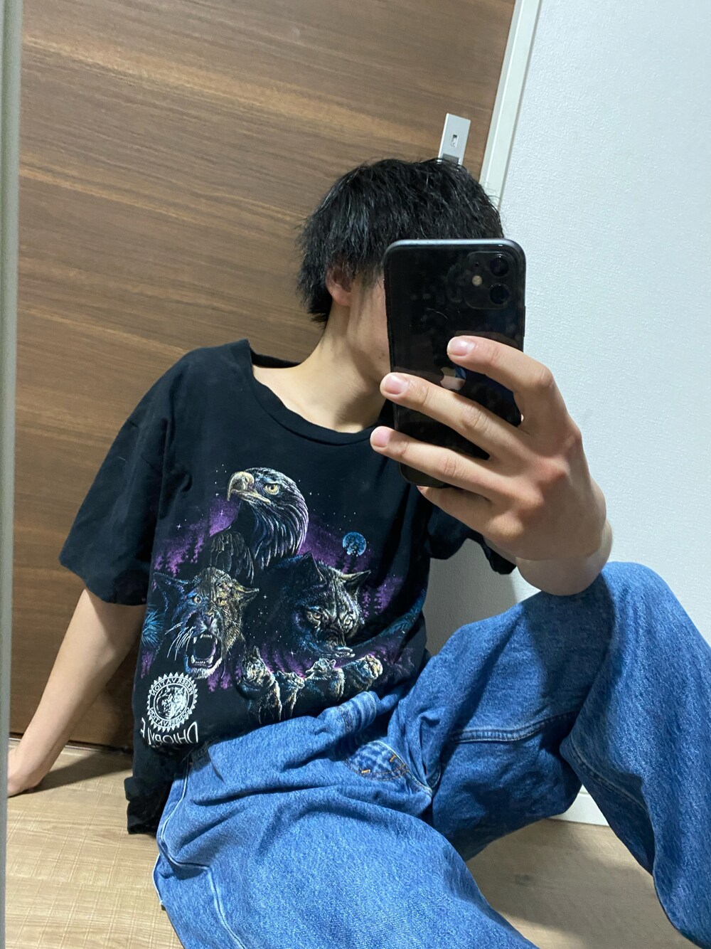 「おしゃれさんと繋がりたい、低身長、低身長コーデ、古着、古着コーデ、古着好きな人と繋がりたい」｜「Levi'sのアイテム（デニムパンツ、ブルー系）」を使った、ふみ【相互】さん（メンズ・166cm）の冬コーディネートの1枚目の写真