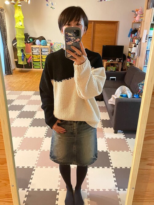 6（ロク）の「＜6(ROKU)＞BICOLOR KNIT PULLOVER/ニット（ニット