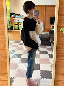 6（ロク）の「＜6(ROKU)＞BICOLOR KNIT PULLOVER/ニット（ニット