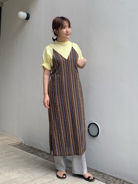 「カラーTシャツ」｜「アイテム（ワンピース/ドレス）」を使った、koba.さん（レディース・168cm）の夏コーディネート