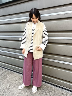 「FIL DE FER（フィルデフェール）のアイテム（パンツ）」を使った、koba.さん（レディース・168cm）の冬コーディネート