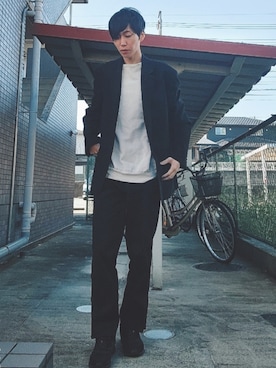「LAD MUSICIAN（ラッドミュージシャン）のアイテム（チノパンツ）」を使った、りょってぃさん（メンズ・173cm）の秋コーディネート