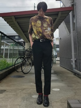 「LAD MUSICIAN（ラッドミュージシャン）のアイテム（スラックス）」を使った、りょってぃさん（メンズ・173cm）の夏コーディネート
