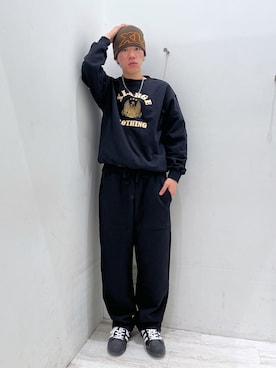 「スウエットパンツ」｜「アイテム（ニットキャップ/ビーニー）」を使った、城　京平さん（メンズ・173cm）の冬コーディネート