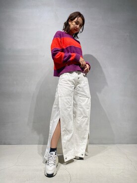 「DIESEL（ディーゼル）のアイテム（デニムパンツ、ホワイト系）」を使った、Tolentino (トレンティーノ)さん（レディース・166cm）の秋コーディネート