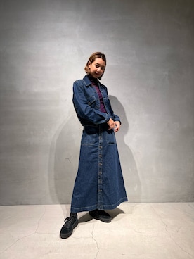 「DIESEL（ディーゼル）のレディース マキシ ロング スカート ブルーデニム Aライン（スカート、ブルー系）」を使った、Tolentino (トレンティーノ)さん（レディース・166cm）の冬コーディネート