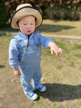 「公園コーデ」｜「アイテム（オールインワン・サロペット）」を使った、shi...さん（キッズ・80cm）の春コーディネート