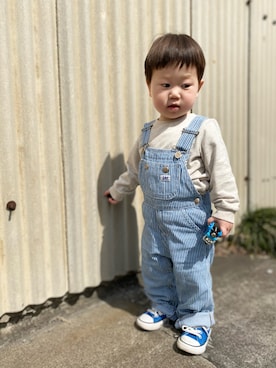 「公園コーデ」｜「アイテム（オールインワン・サロペット）」を使った、shi...さん（キッズ・80cm）の春コーディネート