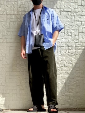 「FREAK'S STORE（フリークスストア）のWEB限定 コーデュロイバルーンワイドパンツ（その他パンツ、グリーン系）」を使った、yuto_23さん（メンズ・179cm）の夏コーディネート