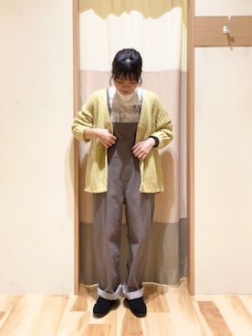 「Samansa Mos2 blue」｜「アイテム（サロペット/オーバーオール）」を使った、ＡＩＲＩさん（レディース・152cm）の秋コーディネート