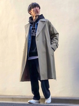 「アイテム（パーカー）」を使った、しーまささん（メンズ・175cm）の冬コーディネート