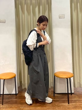 「Gramicci（グラミチ）のアイテム（オールインワン・サロペット）」を使った、emariさん（レディース・152cm）の春コーディネート