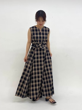 「チェックワンピース」｜emariさん（レディース・152cm）の夏コーディネート