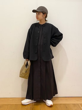 「キルトジャケット」｜「アイテム（ワンピース/ドレス）」を使った、emariさん（レディース・152cm）の秋コーディネート