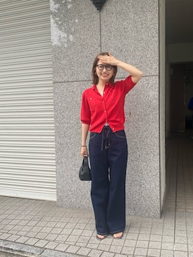 「半袖ニット」｜emariさん（レディース・152cm）の春コーディネート