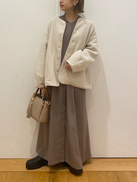 「PUMA」｜「アイテム（ノーカラージャケット）」を使った、emariさん（レディース・152cm）の秋コーディネート