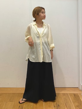 「URBAN RESEARCH DOORS（アーバンリサーチドアーズ）のコットンローンシャツ（シャツ/ブラウス）」を使った、emariさん（レディース・152cm）の夏コーディネート