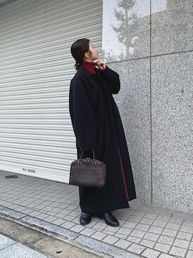 「アイテム（ステンカラーコート）」を使った、emariさん（レディース・152cm）の秋コーディネート