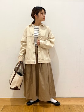 「orcival」｜「アイテム（カバーオール）」を使った、emariさん（レディース・152cm）の春コーディネート