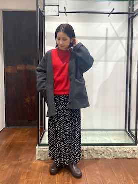 「URBAN RESEARCH DOORS（アーバンリサーチドアーズ）のピンタックフリルスタンドカラーブラウス（シャツ/ブラウス）」を使った、emariさん（レディース・152cm）の秋コーディネート
