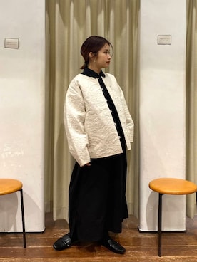 「春のジャケットスタイル」｜「アイテム（ダウンジャケット/コート）」を使った、emariさん（レディース・152cm）の春コーディネート