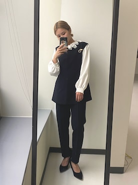 「アイテム（ブローチ/コサージュ）」を使った、emariさん（レディース・152cm）の冬コーディネート