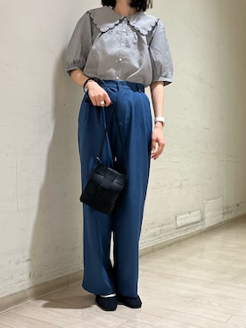 「襟付きトップス」｜「アイテム（その他シューズ）」を使った、nanaさん（レディース・160cm）の春コーディネート