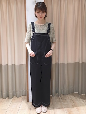 「ehka sopo（エヘカソポ）のアイテム（サロペット/オーバーオール）」を使った、nanaさん（レディース・160cm）の夏コーディネート